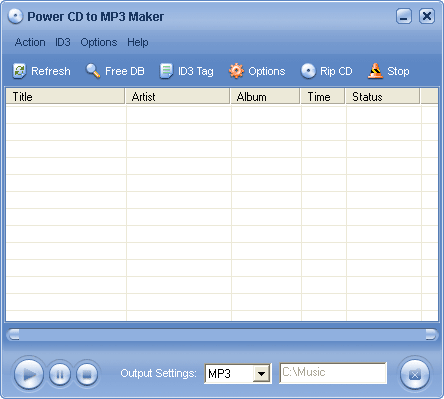 Power CD to MP3 Maker - convert audio CD to MP3, WMA, WAV, OGG.