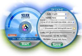 1CLICK DVDTOIPOD converts DVD movies to iPod or iPhone media files.
