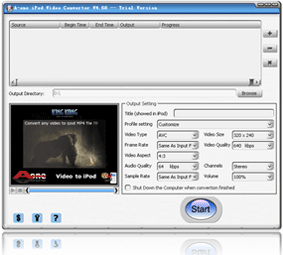 A-one Video to iPod Converter - Convert AVI MPEG WMV MOV RM Video to iPod Converter