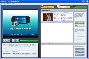 AnvSoft PSP Movie Maker transfers your digital camcorder tapes and various video files into high quality movie playable on PSP.