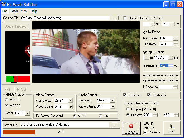 Fx, Movie Splitter and Trimmer is a tool that enables you to save sections from an existing movie file to a new AVI file. Supported input file types include AVI, MPEG and Windows Media movies. Output can be saved as AVI, MPEG-1, MPEG-2 or MPEG-4.