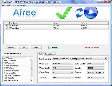 Afree AVI to MP4 FLV MPEG WMV MOV Converter is excellent AVI video conversion software.