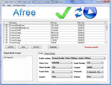 Afree MP4 FLV MPEG WMV ASF MOV to AVI Converter is powerful and comprehensive video conversion software that makes it easy to convert popular video files to AVI video formats.