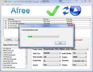 Afree WMV to AVI FLV MPEG MP4 MOV Converter is the best WMV video conversion software with easy-to-use interface, fast converting speed and excellent output video quality.