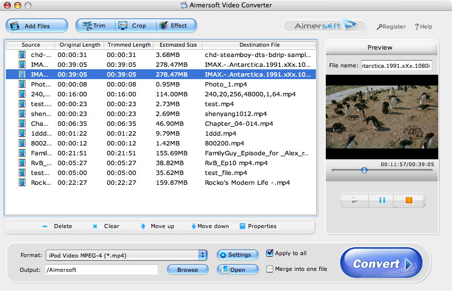 Aimersoft Video Converter for Mac – Mac Video Converter, Mac AVI/MP4 Converter for Leopard