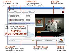 Movavi Flash Converter - a great tool allowing to download and save video in the Flash (.flv) format from YouTube and other popular video sharing websites!