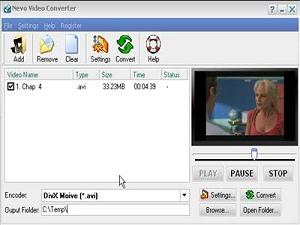Nevo video Converter can convert video to avi mpeg wmv file