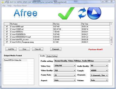 Afree AVI FLV MPEG WMV ASF MOV to Zune Converter converts your videos quickly and easily into the format that your Zune can play.